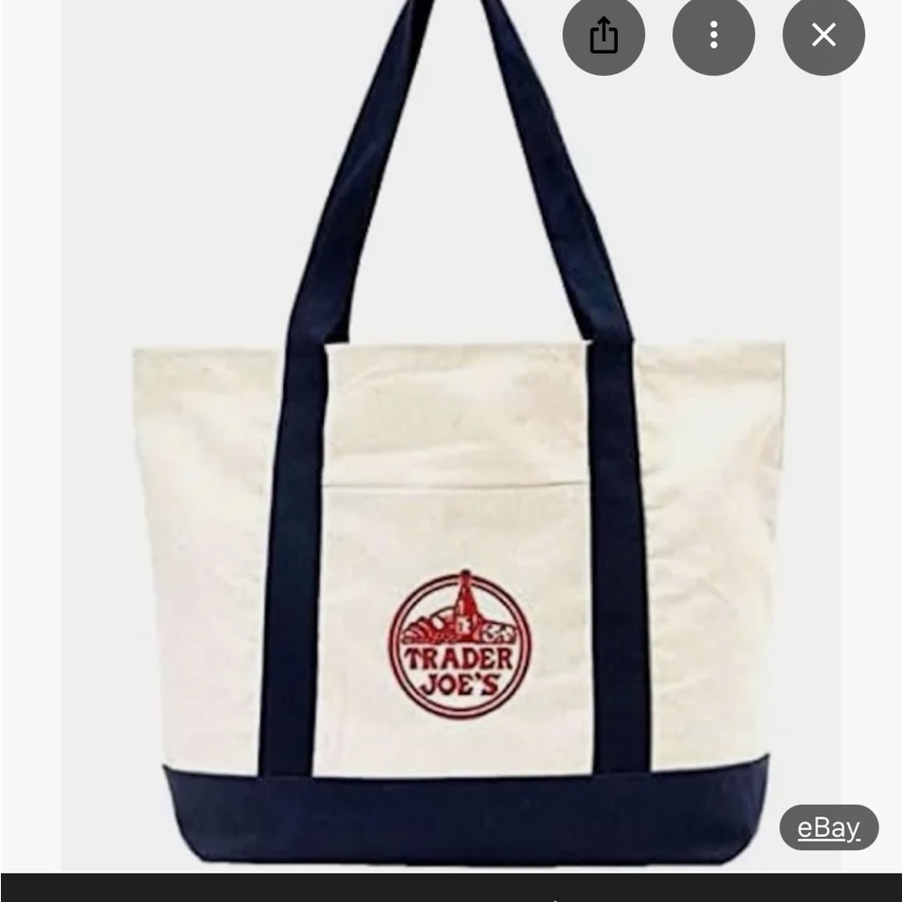 Navy Trader Joe's Canvas Tote Bag